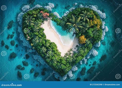 Heart Shaped Island A Tropical Island Surrounded By The Sea Tropical