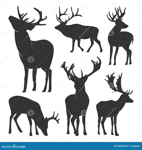 Collection Of Silhouette Deers Vector Logo Wildlife Wild Deer Stock Vector Illustration Of