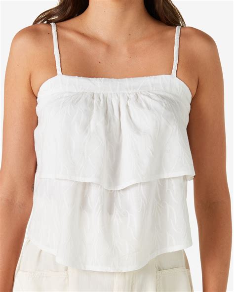 Riachuelo Regata Cropped Feminina Alça Fina Babados Branco AK by