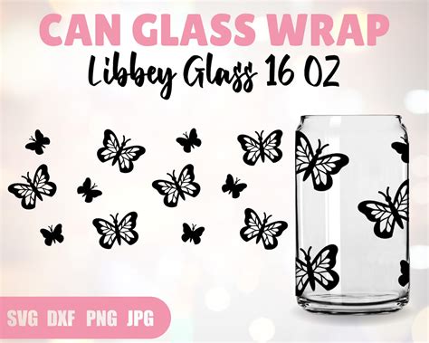 Butterfly Can Glass Wrap Svg Can Glass Svg 16oz Libbey Wrap Etsy Uk