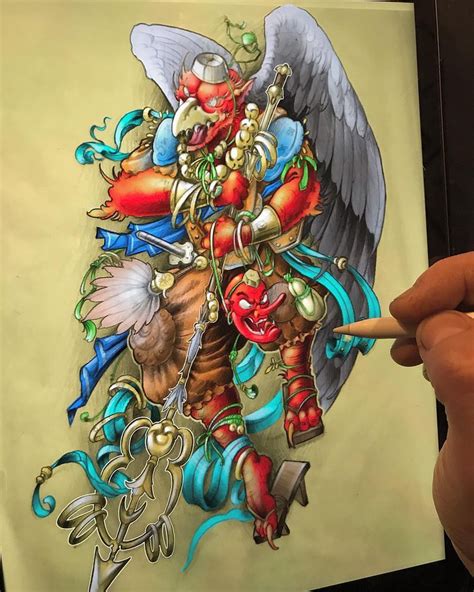 Jaromir Mucowski Instagram Tengu Sleeve Tattoo Sleevedesign