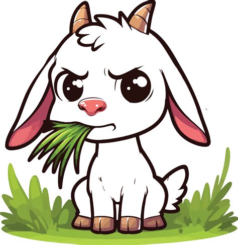 Angry Cartoon Goat Eating Grass 47407208 Png