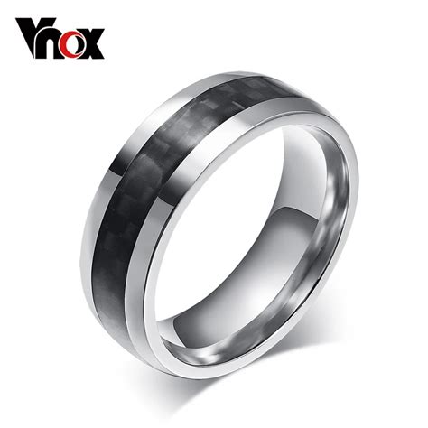 Buy Vnox Fashion Men Ring Carbon Fiber Jewelry