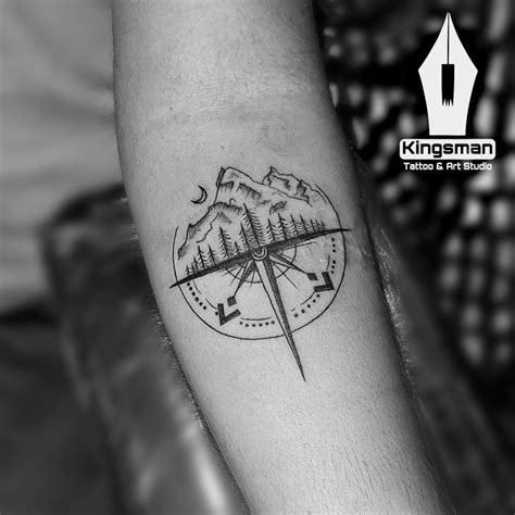 Mountains With Compass Tattoo Compass Tattoo Compass Tattoo Design