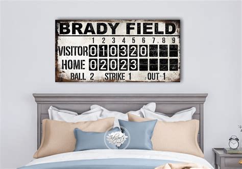 Custom Baseball Scoreboard Sign, Baseball Decor, Baseball Name Sign ...