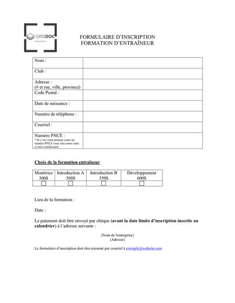 Formulaire d inscription téléchargement gratuit documents PDF Word