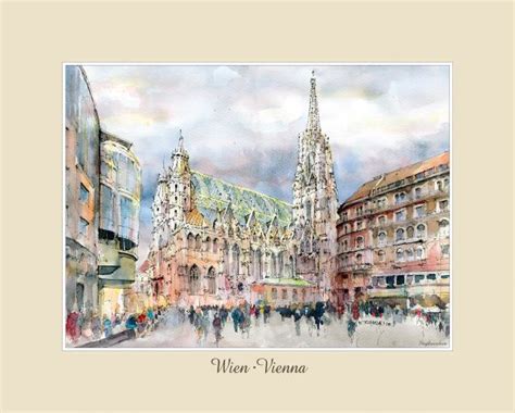 Watercolor Painting Vienna Stephansdom church / Vienna / Souvenirs Austria - OnlineFromAustria.com