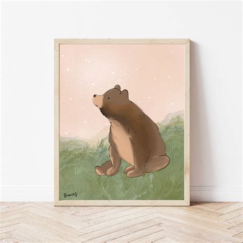 Bear Illustration Bear Sitting Bear Cub Drawing 8x10 Wall Decor DIGITAL DOWNLOAD Digital Print ...