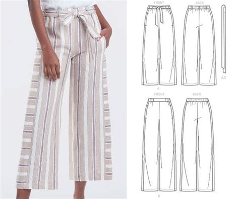 Easy Pants Sewing Pattern For Women Wide Leg Elastic Waistband