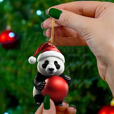 Bawuo Cute Cartoon Panda Christmas Pattern Print Festive Hanging Home