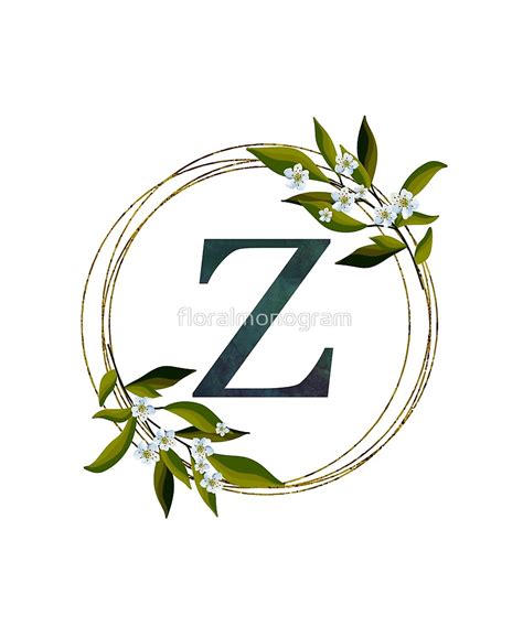 Monogram Z Fresh Green Leaves Sticker By Floralmonogram Pretty