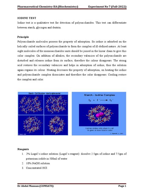 Pharmaceutical Chemistry Iia Biochemistry Experiment No 7 Fall 2022