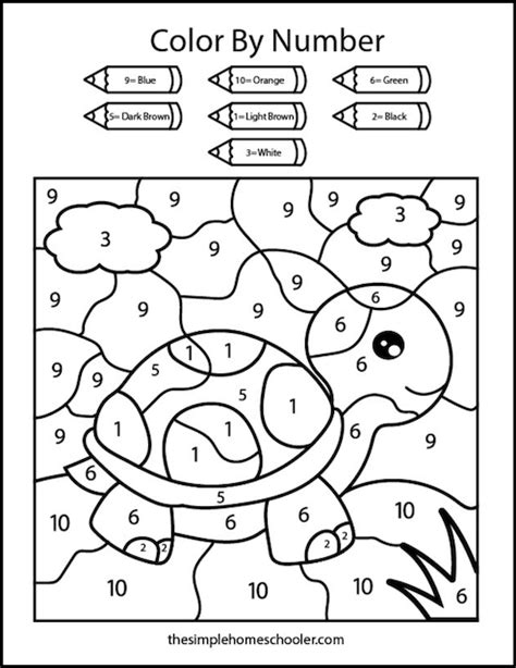 Free Easy Color By Number Worksheets For Kindergarten The Simple