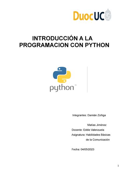 Informe Introducción A LA Programacion CON Python INTRODUCCIÓN A LA