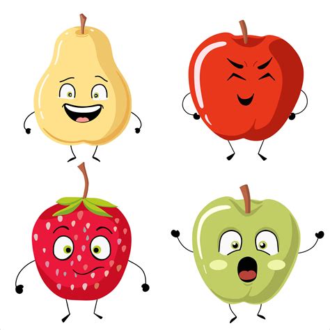 Collection Of Cute Fruits Funny Fruit Characters Cute And Funny Fruit