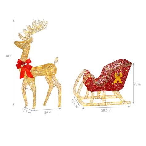 Vingli Lighted Christmas Reindeer And Sleigh Outdoor Decorations