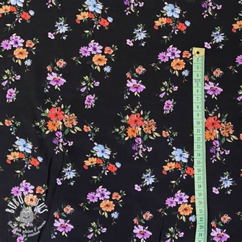 Viscose Radiance Darkness Flowers Black Digital Print Bubutissus Fr