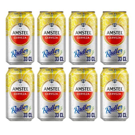 AMSTEL Radler Cerveza con Zumo Natural de Limón Lata 33cl Pack 8 Te