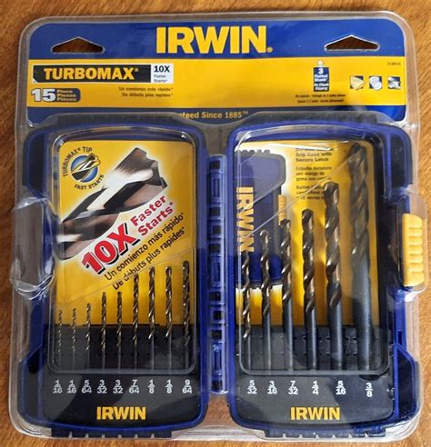 IRWIN 15 PIECE TURBOMAX DRILL BIT SET DRILLS STEEL WOOD PLASTIC 318015