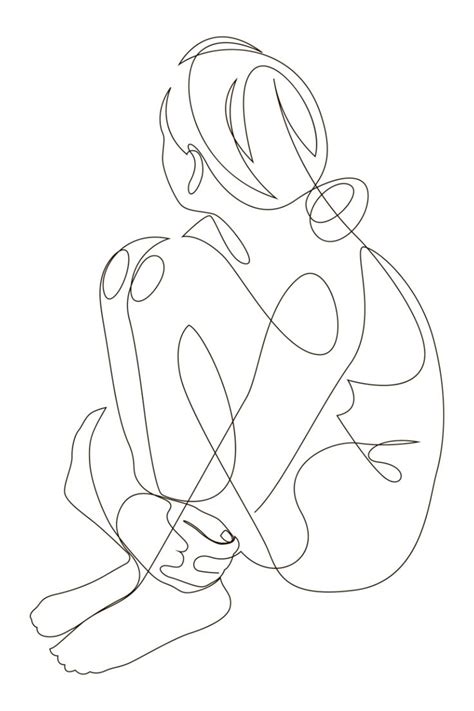 Contemplation One Line Nude Art By Addillum Line Art Drawings Line