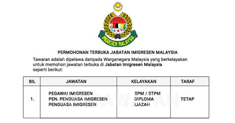 Logo Jabatan Imigresen Malaysia Png Permohonan Terbuka Di Jabatan Hot