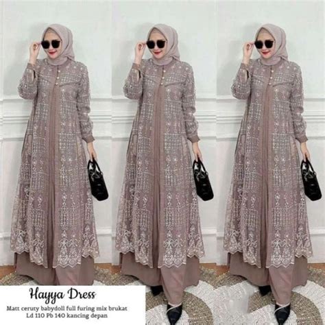 Jual Gamis Brokat Pesta Wanita Muslimah Terbaru Dress Hayya