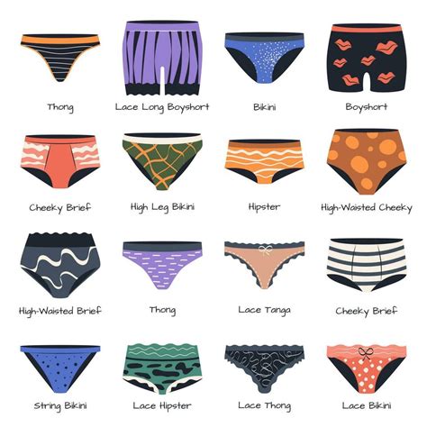 Isolated Colorful Panties For Women Female Underwear Types Wardrobe