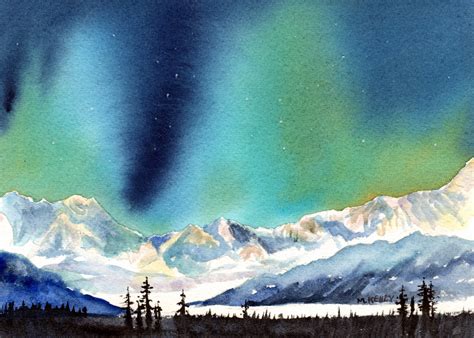 Northern Lights - Original Alaskan Watercolors