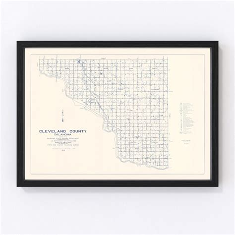 Vintage Map of Cleveland County, Oklahoma 1936 by Ted's Vintage Art