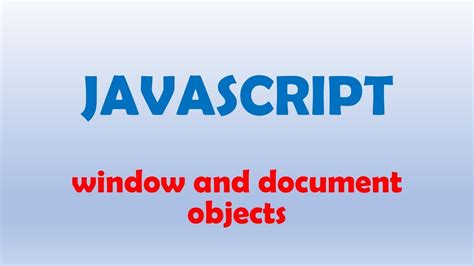 Javascript Window Object Youtube