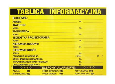 Anro Tablica Informacyjna Budowlana X P Yta Pcv Ceny I Opinie