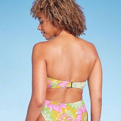 Women S V Wire Bandeau Halter Bikini Top Shade Shore Multi Floral