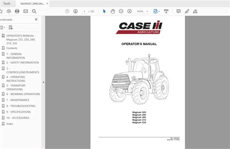 Case IH Tractor Magnum 225 250 280 310 335 Operator S Manual 84244301