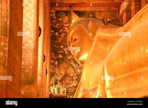 The Giant Golden Reclining Buddha At Wat Pho Temple Of The Reclining