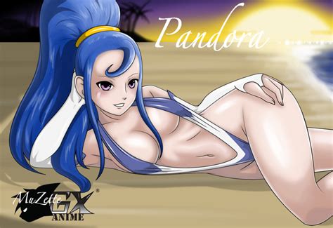 Hentai Busty 1girl Alluring Amazon Pandora Bikini Blue Hair Blush