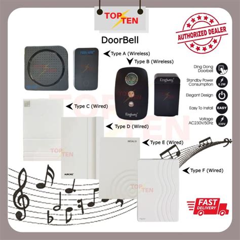 Wired Doorbell Wireless Doorbell White Wire Door Chime Ac Bell Pintu