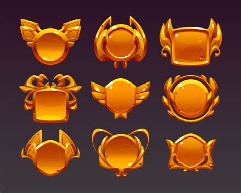 Game Rank Icons Bronze Silver And Gold Badges Vector Image