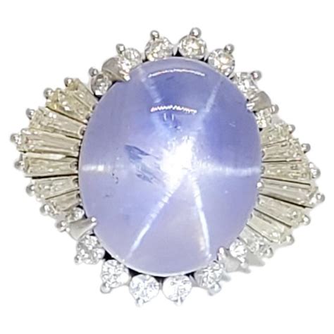 79 Carat Cabochon Ceylon Unheated Star Sapphire Ring Set In Platinum