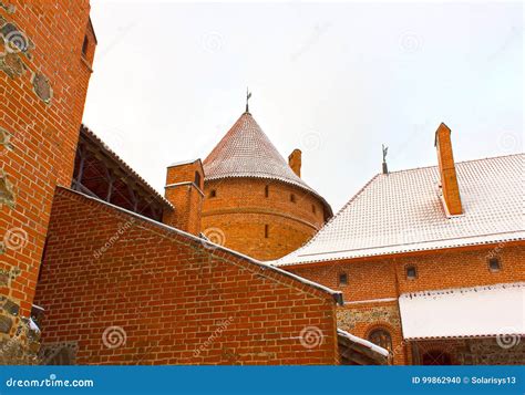 Trakai Castle in winter stock photo. Image of gothic - 99862940