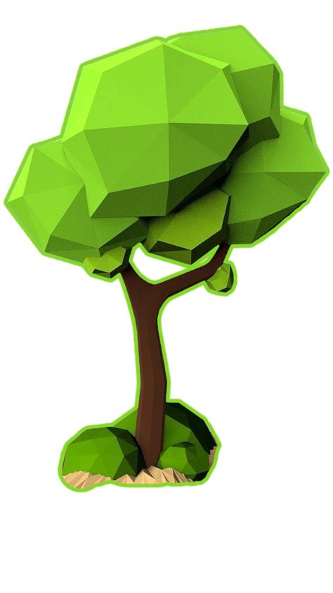 Low Poly Green Tree For Boy Birthday Party