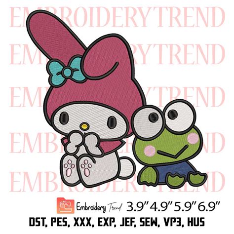 My Melody And Keroppi Embroidery Design Sanrio Cartoon Embroidery