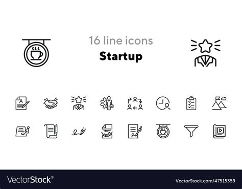 Startup Line Icon Set Royalty Free Vector Image