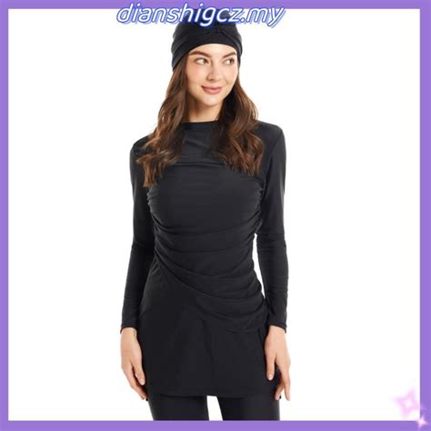 Modest Muslim Swimwear All Black Burkinis Islam Swimsuit Bikini Full Coverage Hijab Beachwear
