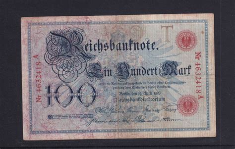 Kaiserreich Reichsbanknote Mark Ro Deu Serie A Udr