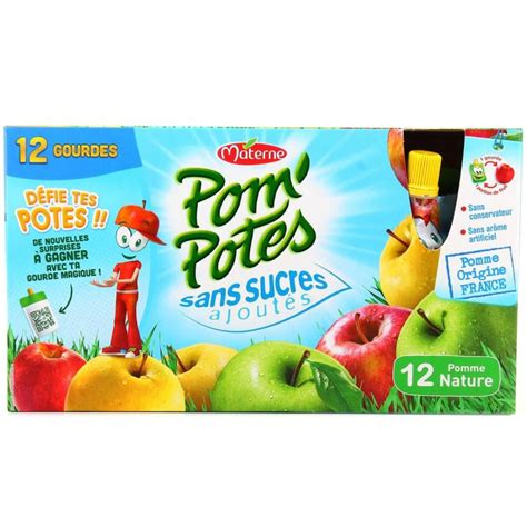 Pom Potes Compotes En Gourde Pomme Nature Sans Sucres Ajoutés Les 12