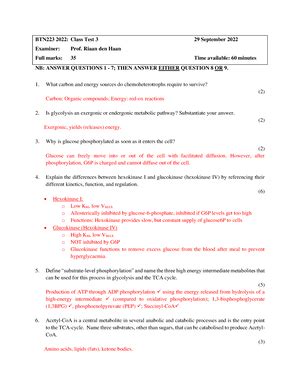 Biochemistry Quiz Memo Biochemistry Exam Summer A Practice