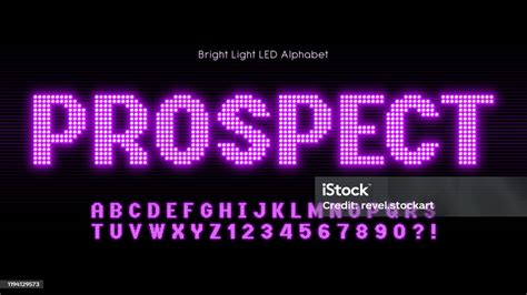 Shining Led Light Alphabet Extra Glowing Font Stock Illustration