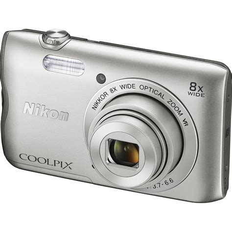 Nikon Coolpix A300 Digital Camera Silver 26519 Bandh Photo Video