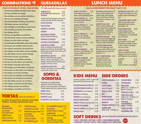 Taqueria Jalisco Menus In Plainview Texas United States