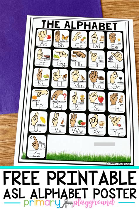 Free Asl Alphabet Poster Primary Playground Sign Language Alphabet